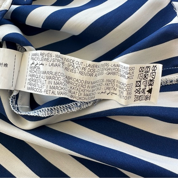 Zara Blue and White Striped Satin Effect Button Up Down Shirt Summer Casual - Picture 7 of 9
